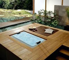 Wood floors, cement walls with a cover. 25 Designs For Indoor And Outdoor Jacuzzi Provide Spa Experience Ever Interior Design Ideas Ofdesign