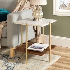 Square White Faux Marble Gold Side Table Side Table Decor Living Room Side Table Table Decor Living Room
