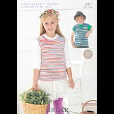 Free pattern | design no 10286. Sirdar Snuggly Baby Crofter Dk 2411 Tank Tops 2 13 Years Downloadable Knitting Pattern