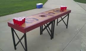 Cornhole Boards That Turn Into A Beerpong Table Made By My Friend Kevin James Beer Pong Tables Backyard Fun Cornhole Boards