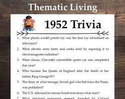 The 1950s trivia is as great as the rest of other history quiz questions categories. 1952 Trivia Etsy