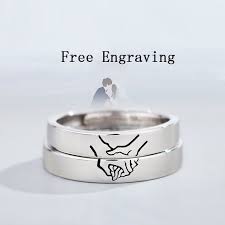 Sterling Silver Adjustable Promise Rings For Couples Etsy Promise Rings For Couples Promise Rings For Guys Matching Couple Rings