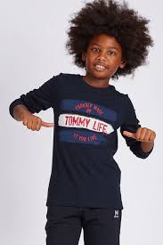 Tommy Life Tommy Life Baskili Lacivert Erkek Cocuk Sweatshirt Pamuk Cocuk