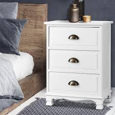 Drawer opens on solid wood glides. Artiss Bedside Tables Drawers Side Table Storage Cabinet Dresser White Vintage 9350062211083 Ebay