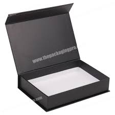 The three internal dividers help keep the cards upright. Paperboard Business Card Storage Box Magnetic Closure Custom Gift Box