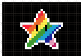 Il vous suffira de l'imprimer sur une feuille a4 afin de pouvoir créer des dessins en suivant nos modèles. Etoile Arc En Ciel Pixel Art