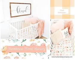 Buy top selling products like the peanutshell™ farmhouse crib bedding collection and personalized farmhouse floral throw pillow. Farmhouse Watercolor Floral Pink And Peach Baby Bedding The Cutest Girls Nursery With Woo Nursery Decor Inspiration Nursery Decor Girl Farmhouse Nursery Decor