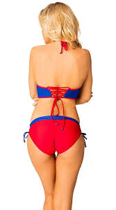 Supergirl Bikini Set Two Piece Bustier Lace Top Low Rise Bottom Superman  SG4460 | eBay
