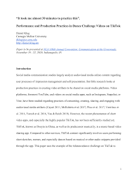 Maybe you would like to learn more about one of these? Pdf It Took Me Almost 30 Minutes To Practice This Performance And Production Practices In Dance Challenge Videos On Tiktok
