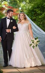 Romantic Plus Size Ballgown With Off The Shoulder Cap Sleeves In 2020 Essense Of Australia Wedding Dresses Ball Gown Wedding Dress Wedding Dresses