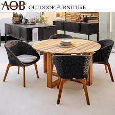 The field of the table top being produced from the finest this attractive outdoor ainsworth aluminum bar table is the perfect complement to your existing outdoor furniture. Chinese Manufacturer Outdoor Dining Set Garden Hotel Furniture 4 Seater Rope Chair Round Table China Outdoor Furniture Hotel Furniture