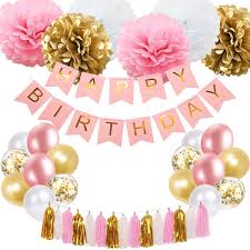 Happy 60th birthday flowers images. Buy Szhuiher Pink And Gold Birthday Decoration Happy Birthday Banner Tissue Flower Party Balloons For 16th 18th 21st 30th 50th 60th Birthday Party Decoration Supplies For Women Girls Online In Turkey B08fb91b24