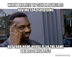 Wisconsin white deer surprised by his own antlers shedding. When The Rest Of South Africa Is Having Loadshedding But Your Hood House Is On The Same Grid As 2 Hospitals Roll Safe Black Guy Pointing At His Head Make A Meme