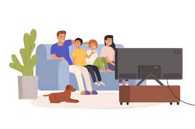 Family Watching Tv Family Illustration Cartoon Tv Cartoon Styles