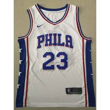 The sixers statement jersey last season, modeled by joel embiid in the picture above, borrowed font from the declaration of independence. Nba Sixers 23 Butler City Edition Jersey White Gray Red Shopee Philippines