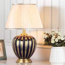 lampe de table en ceramique base en cuivre pour chambre salon lampentisch lampe schlafzimmer lampe