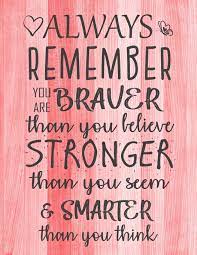 Always Remember You Are Braver Than You Believe Stronger Than You Seem Smarter Thank You Think Inspirational Journal Notebook To Write In For Women Girls Amazon Com Br