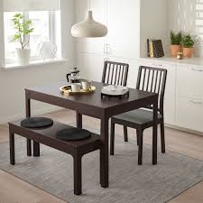 A bench against a wall with a small table makes a booth as cozy as the one at your favorite local eatery. Ekedalen Ekedalen Table With 2 Chairs And Bench Dark Brown Orrsta Light Gray Ikea In 2021 Ikea Dining Room Table Dining Table