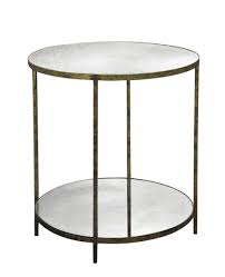 Jonathan Tall Round Table Iron Base With Shell Or Reverse Beveled Antiqued Mirror Top 28 D X 30 H Bottom Sh Glass Top End Tables Round End Tables Side Table