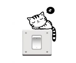 Uyuyan Sevimli Kedi Priz Sticker 4 Adet Sevimli Kediler Kedi Prizler