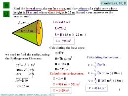 A gift box is the shape of a rectangular prism measures 8 inches by 8 inches by 10 inches. 1 Standards 8 10 11 Classifying Solids Problem 1 Problem 2 Surface Area Of Cones Volume Of A Right Cone Problem 3 Problem 4 Problem 5 End Show Presentation Ppt Download