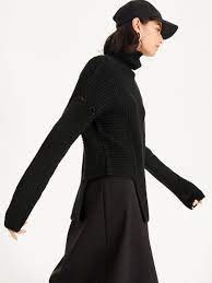 Sweaters Sweatshirts Womens Dkny Long Sleeve Turtleneck Sweater With Asymmetrical Hem Black Mami Yogui