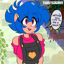 animated big areola big breasts big nipples blue hair boob fart  breast fart comedy elf emi emi (character) emi (twistedgrim) fart sound  effect female female focus female only flashing