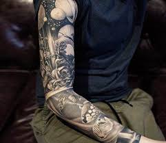 Black And Grey Sleeve Tattoo By Khan Tattoo Post 15311 Sleeve Tattoos Space Tattoo Sleeve Sleeve Tattoos For Women