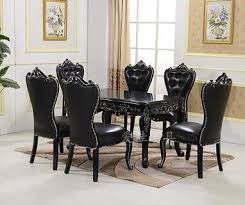 European Style Dining Table And Chair Combination 6 People Black Solid Wood Carving In 2020 Dining Room Furniture Styles Modern Marble Dining Tables Rectangular Table