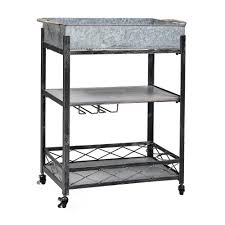 Vintage metal kitchen cart 3 shelves dishwashers consumer reviews. Old Dutch International Daisy Galvanized Bar Serving Cart 26 In X 13 In X 31 In 616gz The Home Depot