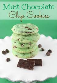 Green Mint Chocolate Chip Cookies Perfect For St Patrick S Day Cookies Green Mint Mint Chocolate Chip Cookies Mint Chocolate Chips Desserts