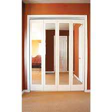 Impact Plus 60 In X 96 In Mir Mel White Mirror Solid Core Mdf Full Lite Interior Closet Wood Bi Fold Door With Chrome Trim Bmmw344 6096c The Home Depot In 2021 Mirror Closet Doors