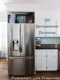 Are you remodeling your kitchen? Diy Refrigerator Enclosure How To Build A Cabinet Around Refrigerator To Give Custom Built In Look Kitchen Soffit Cheap Kitchen Cabinets Home Kitchens