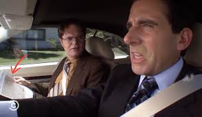 Dwight is using a map and relaying directions to Micheal in S7 after the  GPS incident in S4 : r/DunderMifflin