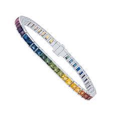 Check spelling or type a new query. 13 27 Carat Princess Cut Rainbow Sapphire Tennis Bracelet 14 Karat White Gold At 1stdibs