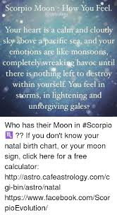 scorpio moon how you feel your heart is a calm and cloudy