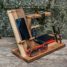 Unique wood gifts for him. Iphone Table Idea For Dad Desk Organizer Gifts Him Men Brother Stand Charging Wood Dock Glasses Dark Organize Man Personalized Custom Gifts Best Gifts