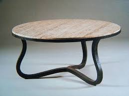 Forged iron & brass base coffee table w. Jean Royer48av Coffee Table Marble Round Coffee Table Marble Top Coffee Table
