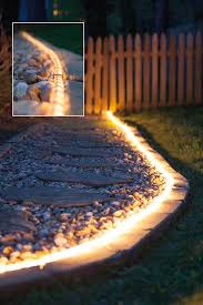 Set Up Rope Lights Along The Path To Highlight Your Front Yard Landscape Ropelights Outdoor Landscape Lighting Backyard Lighting Diy Outdoor Lighting