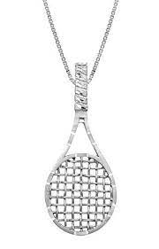 Sterling Silver Tennis Racket Necklace Pendant With 18 Box Chain Jewelry For Ladies Tennis Racket Tennis Jewelry Tennis