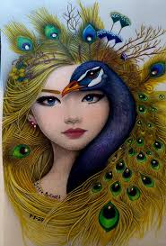 Animal human fusion coloring book with Prismacolor pencils