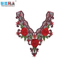 Illustration mehendi pattern in asian textile style india tribal ornate. High Quality Ladies Dress Neck Colorful Floral Lace Embroidery Applique Patch V Neck Neckline Red Flower Pattern Design Collar Buy Ladies Dress Collar Pattern Design V Neck Collar Patterns Flower Collar Neck Designs Product On
