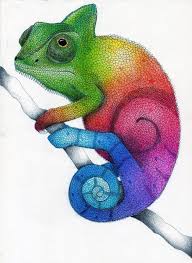 Rainbow Chameleon Color Pencil Drawing By Karen754 Chameleon Art Color Pencil Drawing Chameleon Color