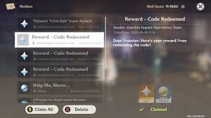 Date added rewards expired eu na sea ; Genshin Impact Free Redeem Code How To Get Attractive Rewards