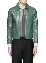 Acne Studios Adrien Coated Leather Jacket Green Casual Jackets Jackets Menswear Lane Crawford Shop Designer Brands Online