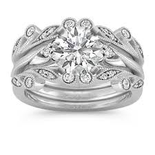 Vintage Diamond Triple Band Wedding Set Diamond Wedding Sets Vintage Engagement Rings Matching Wedding Rings
