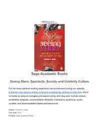 Seeing Stars: Spectacle, Society and Celebrity Culture