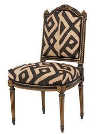Kuba Cloth Upholstered Dining Chairs Antique Side Chairs African Home Decor Chippendale Chairs