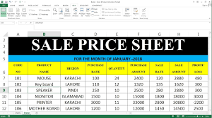 But you can add more columns like size, age, price, features etc. How To Make Sale Price Sheet In Ms Excel Tutorial In Hindi 51 Youtube