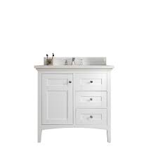 Top is made from cement in a mason gray finish. James Martin Vanities 527 V36 Bw 3ocar Bright White Palisades 36 Free Standing Single Basin Vanity Set With Usb Electrical Outlet Wood Cabinet And Carrara Marble Vanity Top Faucet Com